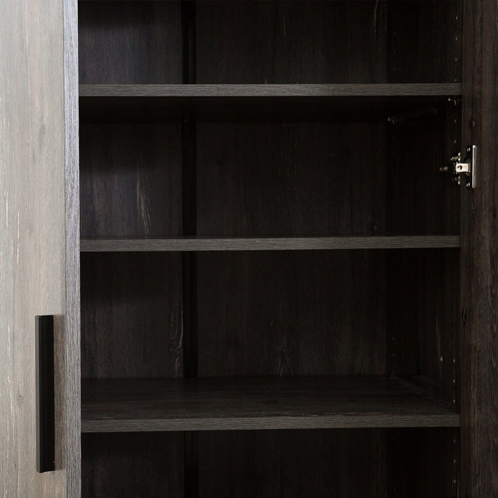 Gray Solid Wood Cabinet with Soft Close Doors for Deep Storage for Living Room