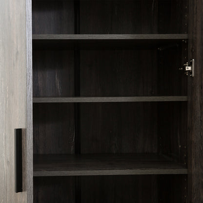 Gray Solid Wood Cabinet with Soft Close Doors for Deep Storage for Living Room