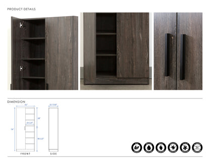 Gray Solid Wood Cabinet with Soft Close Doors for Deep Storage for Living Room