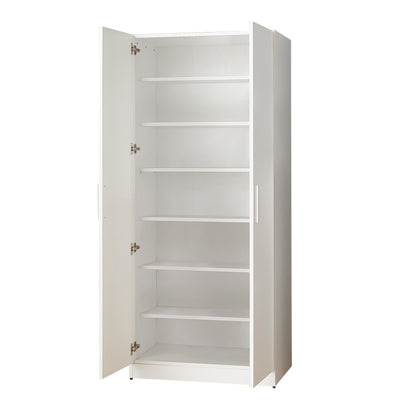 Mia Tall Shoe Cabinet - White Melamine Storage