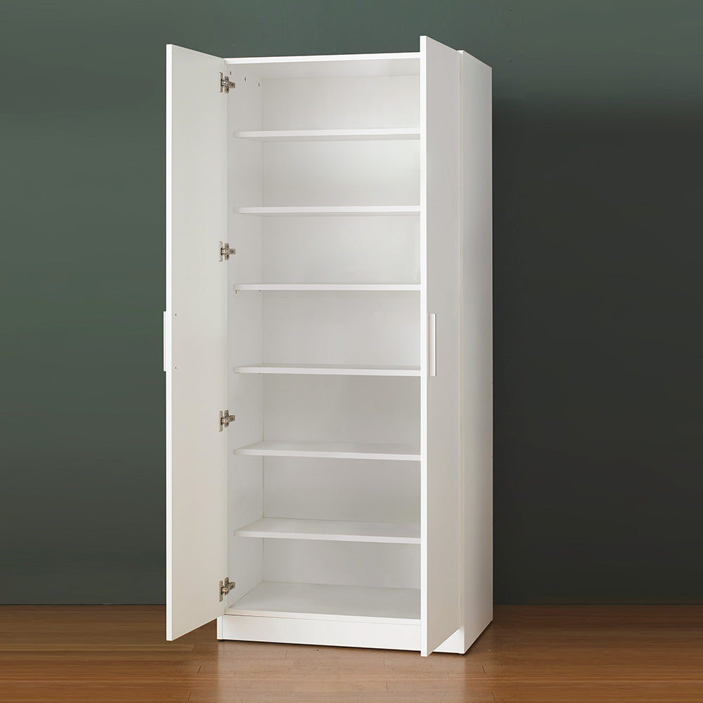 Mia Tall Shoe Cabinet - White Melamine Storage