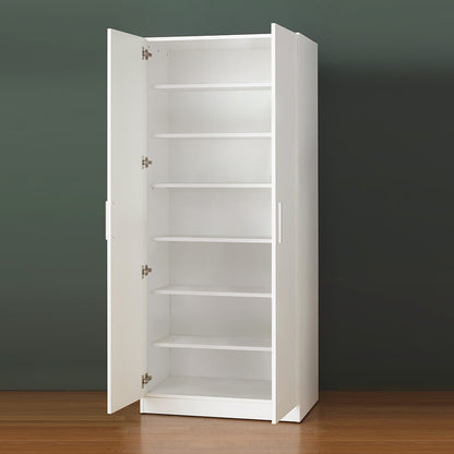 Mia Tall Shoe Cabinet - White Melamine Storage