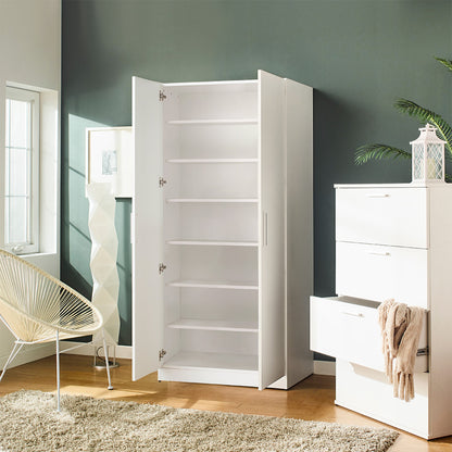 Mia Tall Shoe Cabinet - White Melamine Storage