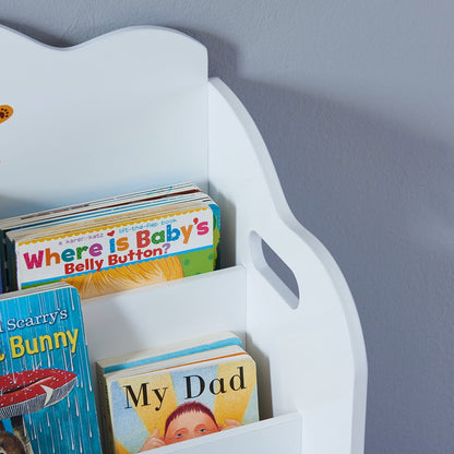 White Kids Bookcase Bed with Toy Storage