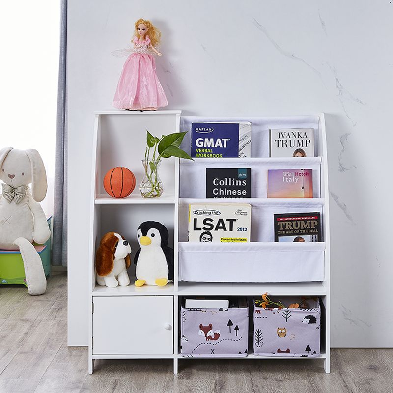 White MDF Kids Bookcase Toy Storage Unit