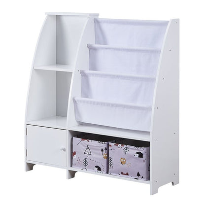 White MDF Kids Bookcase Toy Storage Unit