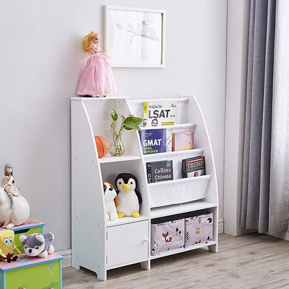 White MDF Kids Bookcase Toy Storage Unit