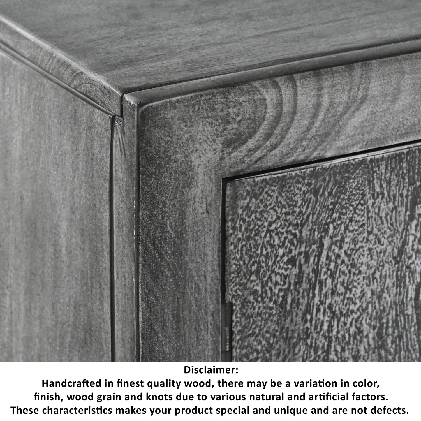 39 Inch Gray Wood Accent Cabinet with Doors & Shelves