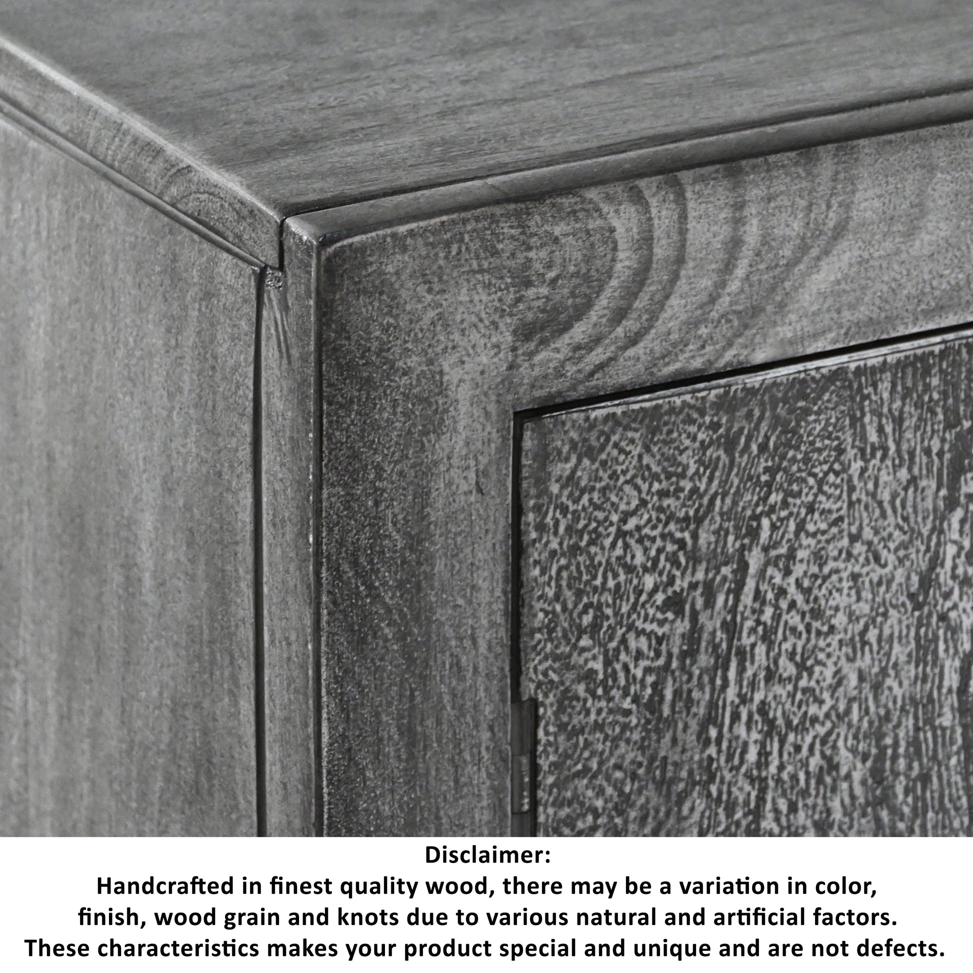 39 Inch Gray Wood Accent Cabinet with Doors & Shelves