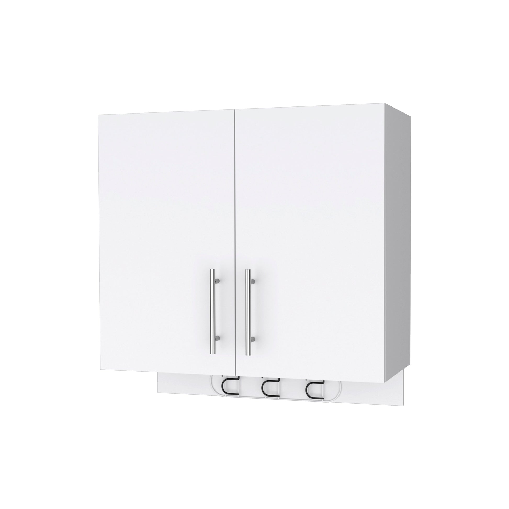Carmelita 2-Door 2-Shelf Wall Storage Cabinet with Hangers White