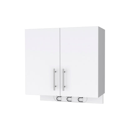 Carmelita 2-Door 2-Shelf Wall Storage Cabinet with Hangers White