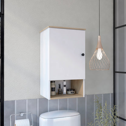 Light Oak and White 1-Shelf Medicine Cabinet