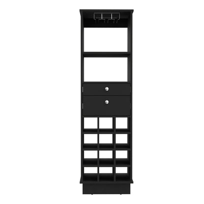 Wenge 12 Bottle Bar Cabinet - 18.2" W x 15.7" D x 63.2" H