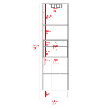 Wenge 12 Bottle Bar Cabinet - 18.2" W x 15.7" D x 63.2" H