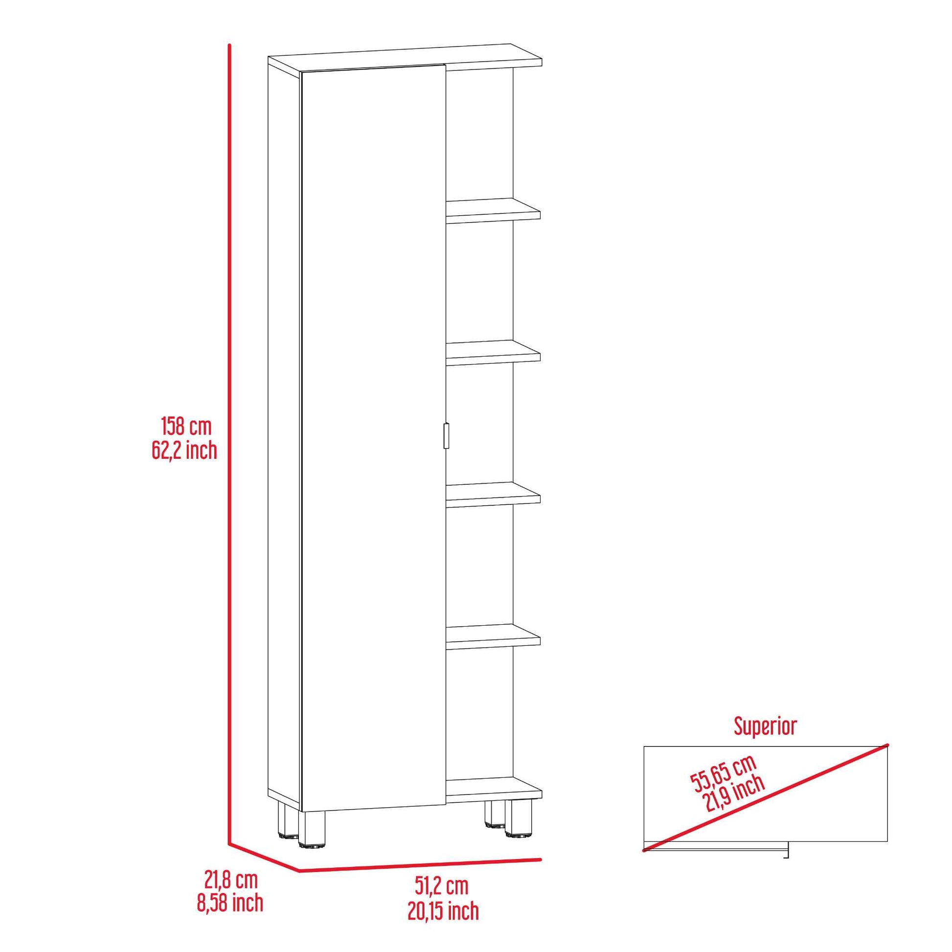Wenge 5-Shelf Cabinet with Mirror - Storage & Style