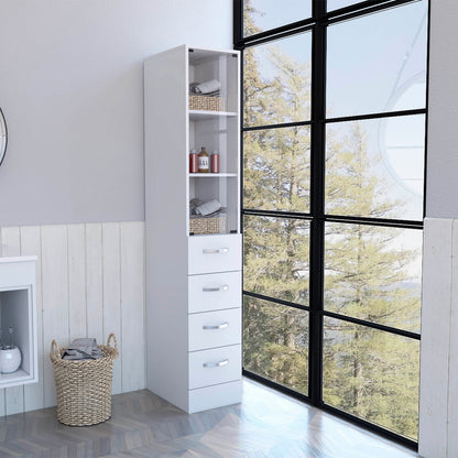 White 3-Drawer 3-Shelf Linen Cabinet
