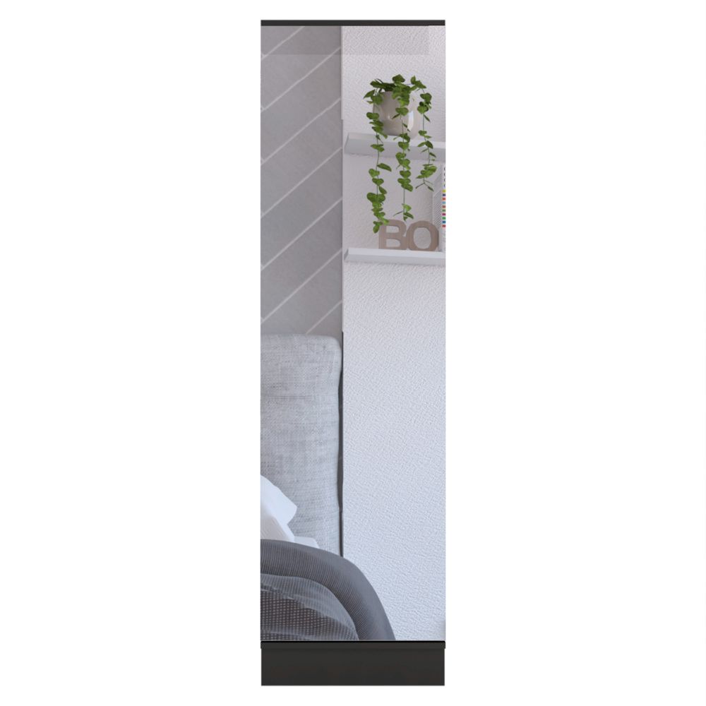 Wenge Tall Shoe Cabinet with Mirror - 74.8" Height