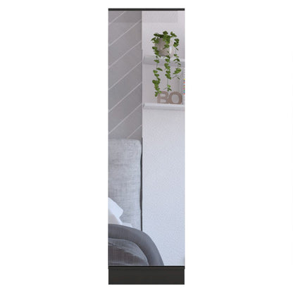 Wenge Tall Shoe Cabinet with Mirror - 74.8" Height