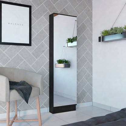 Wenge Tall Shoe Cabinet with Mirror - 74.8" Height