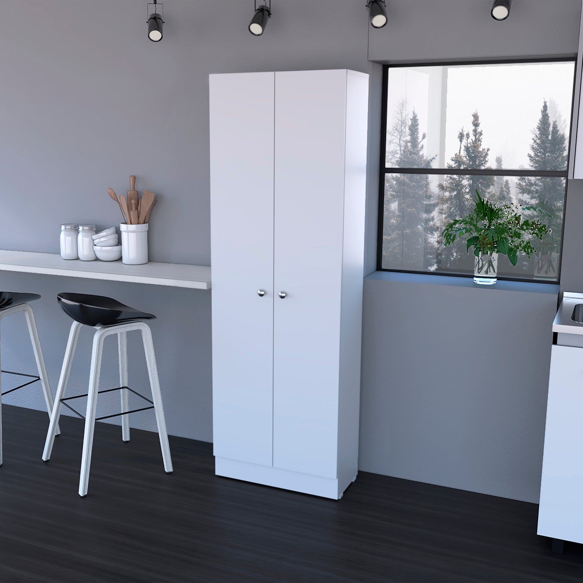 Buxton Rectangle 2-Door Storage Tall Cabinet White