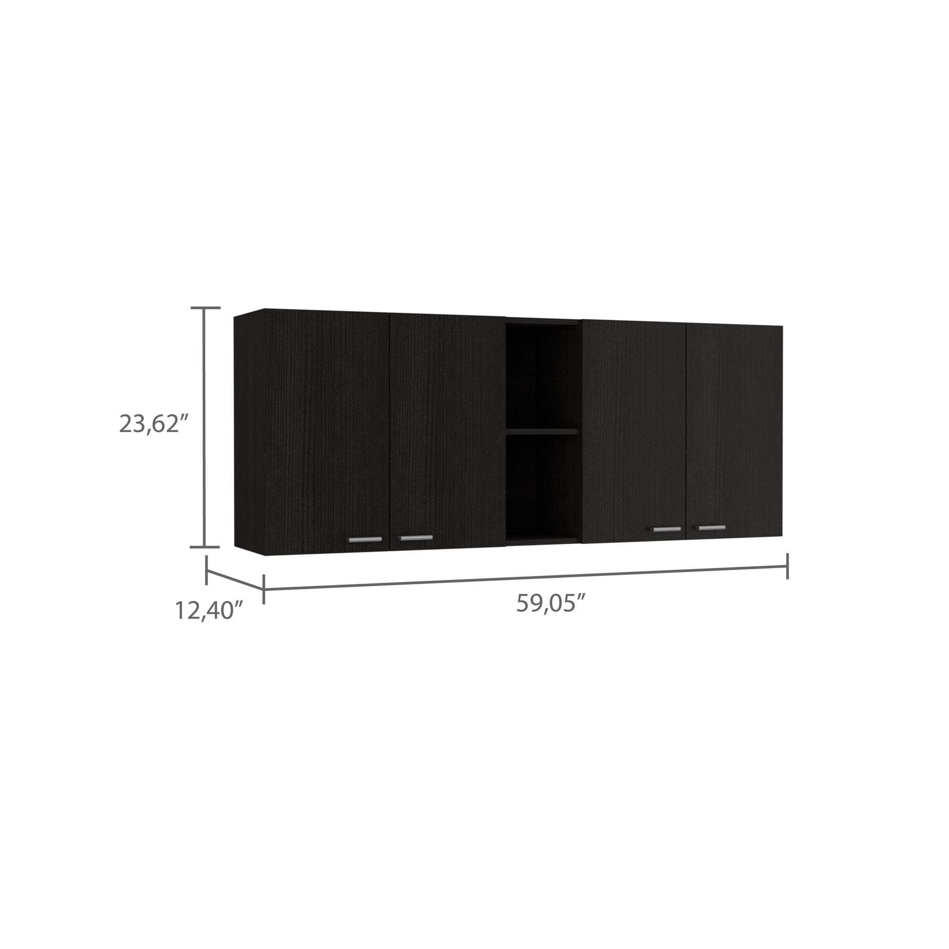 Wenge 59 Inch Kitchen Wall Cabinet - 4 Door