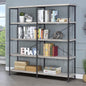 Grey Driftwood and Black Double-Wide Bookcase