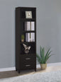 Cappuccino Media Tower with Shelf and Drawer