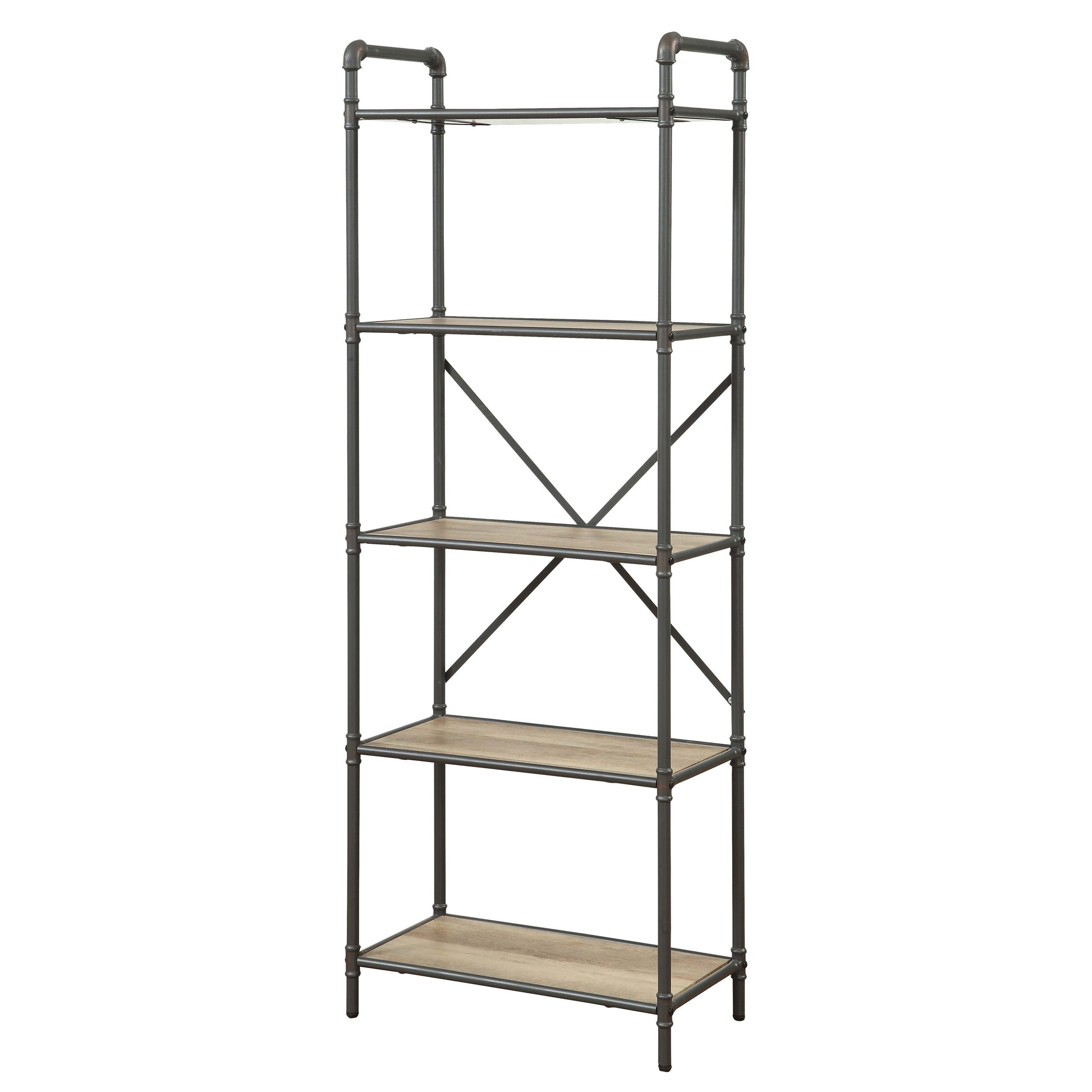 Antique Oak and Sandy Grey 5-tier Bookcase
