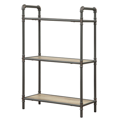 Antique Oak and Sandy Grey 3-tier Bookcase