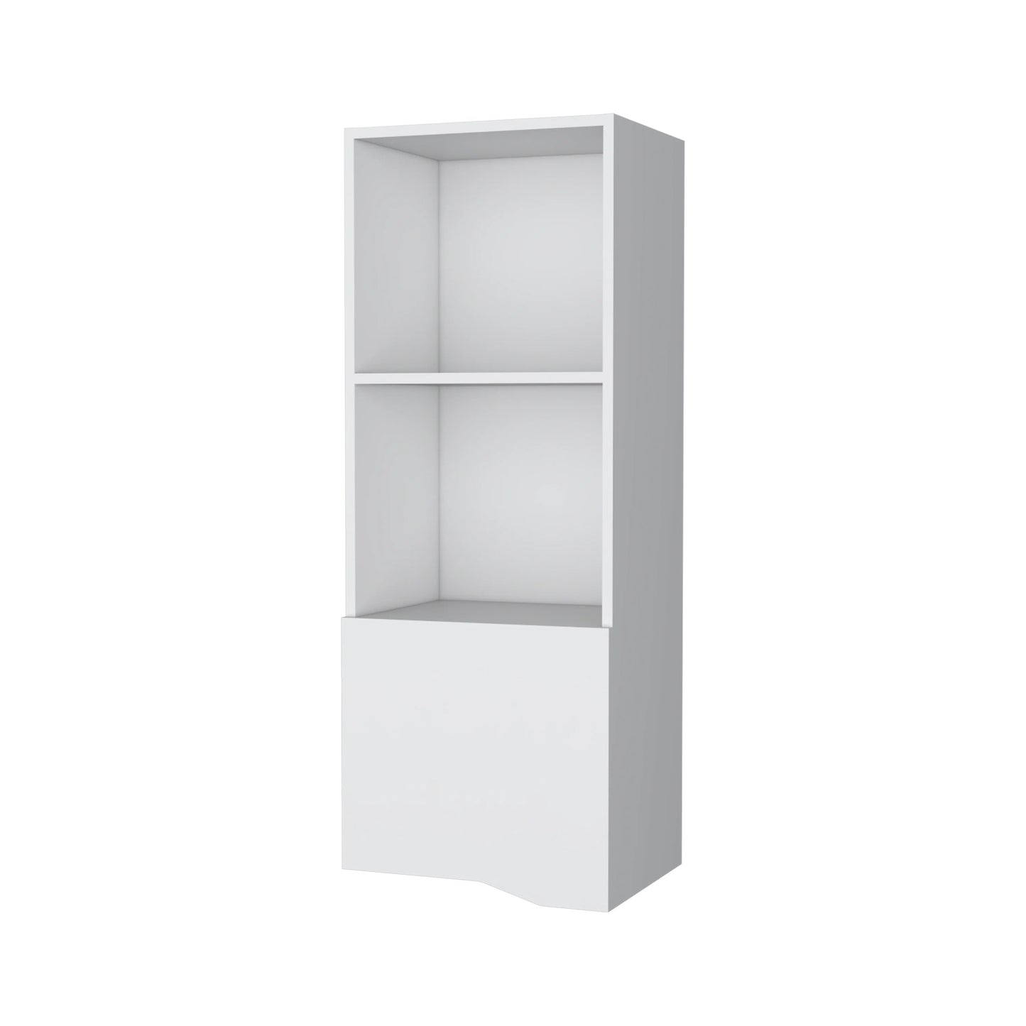 White Storage Cabinet with 3 Shelves for Living Room