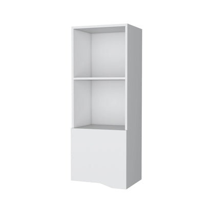 White Storage Cabinet with 3 Shelves for Living Room