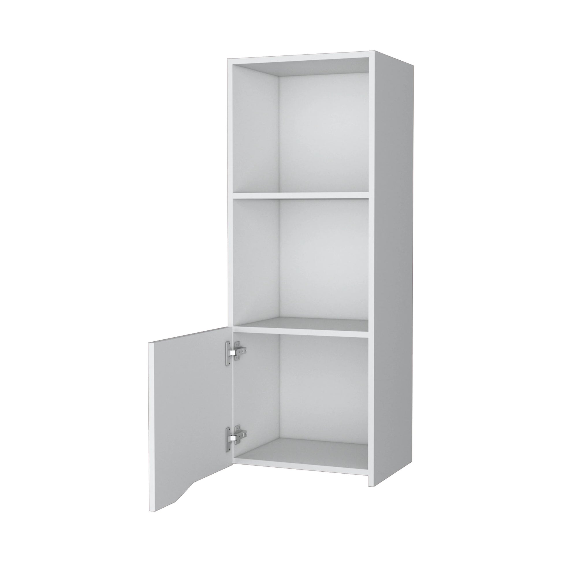 White Storage Cabinet with 3 Shelves for Living Room