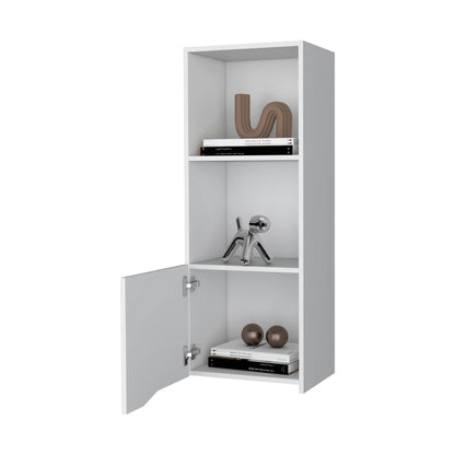 White Storage Cabinet with 3 Shelves for Living Room