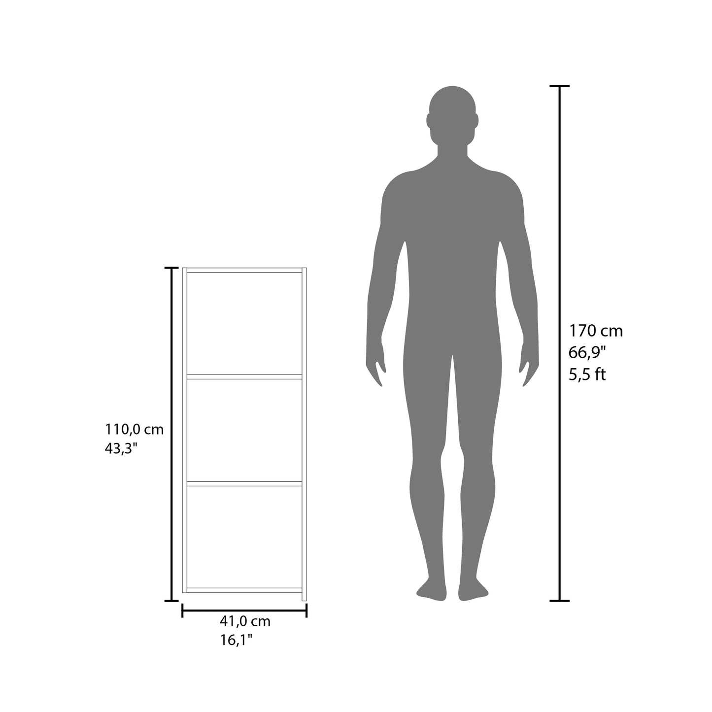 White Storage Cabinet with 3 Shelves for Living Room