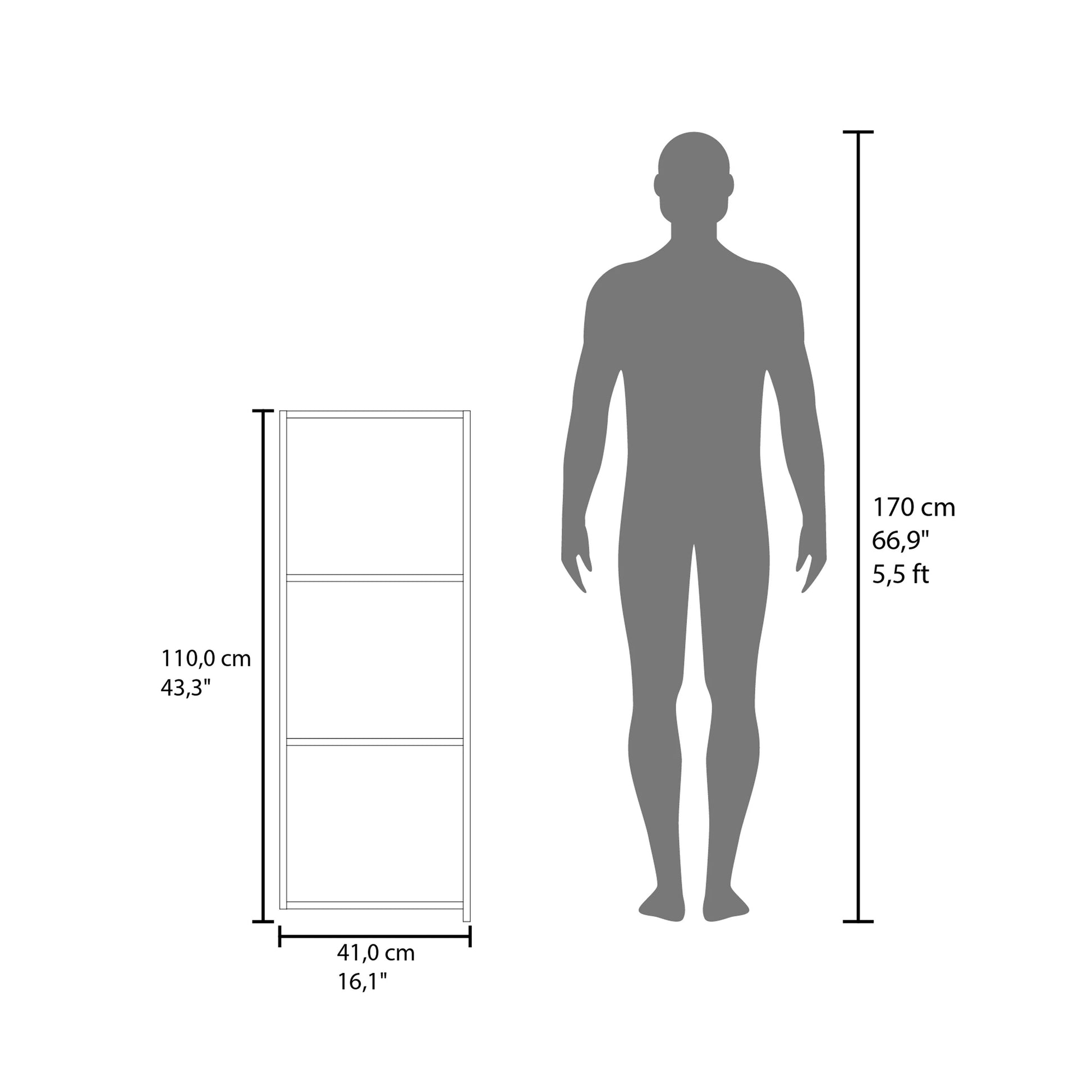 White Storage Cabinet with 3 Shelves for Living Room