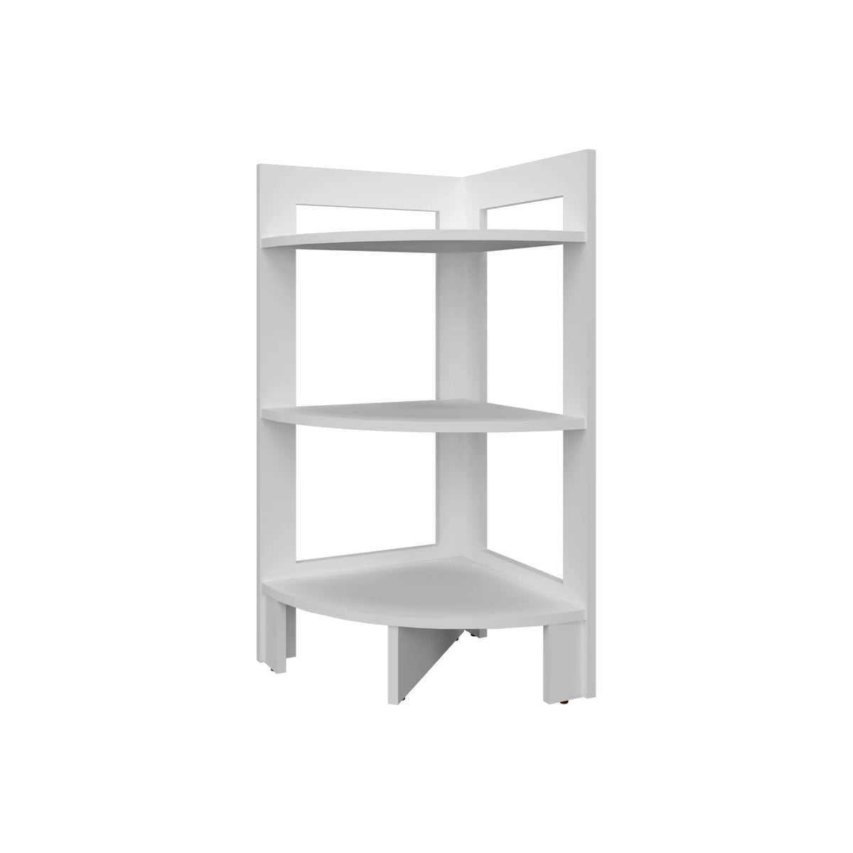 3-Shelf White Corner Shelf for Living Room