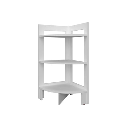 3-Shelf White Corner Shelf for Living Room