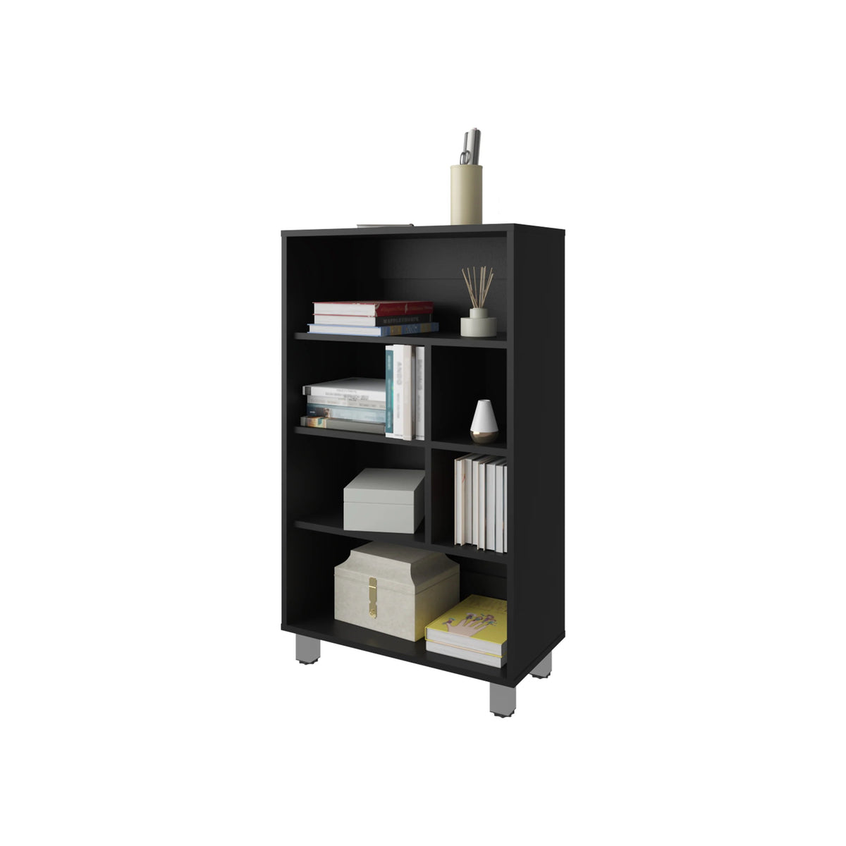 Wenge 6-Shelf Bookcase - Modern Display Unit for Living Room