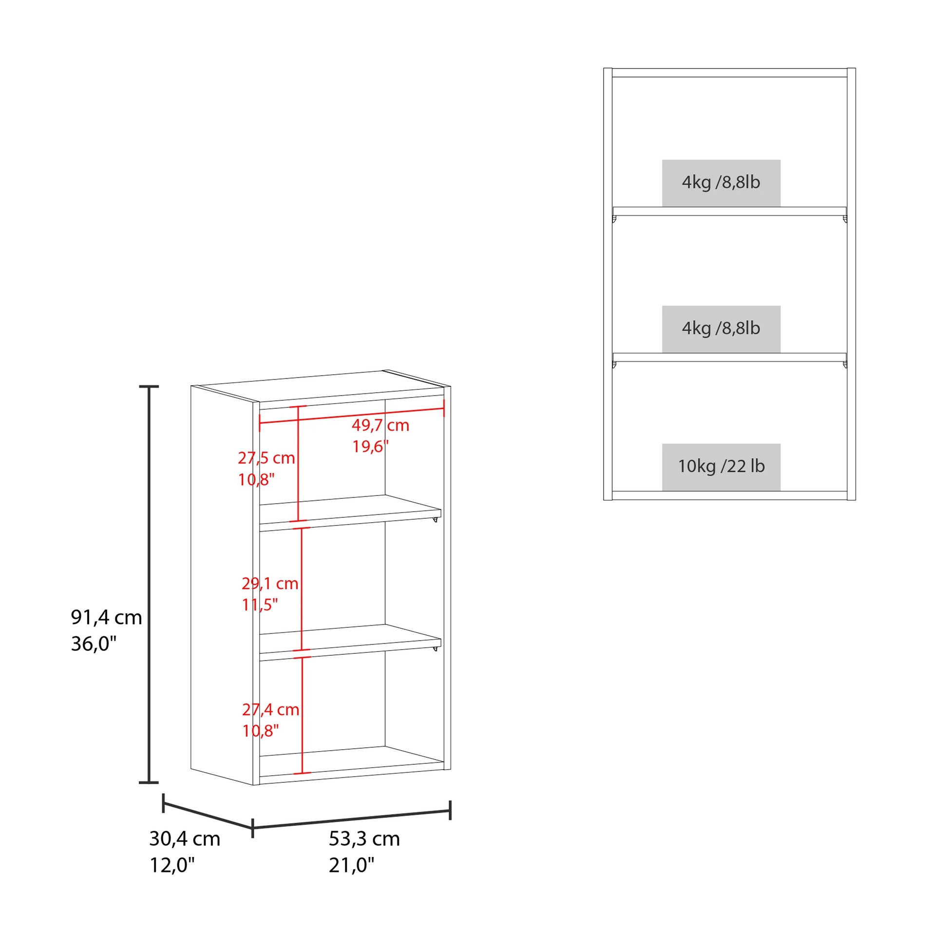 Wenge Wall Mounted Cabinets 3-4 Shelves