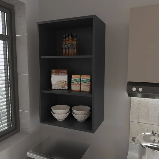 Wenge Wall Cabinet with Open Storage