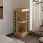 Natural Oak Corner Bar Cabinet with Wine Rack and Open Shelf