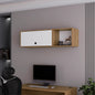 Natural Oak and White Wall-Mounted Cabinet with Lift-Up Door