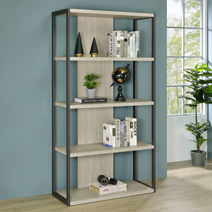 Loomis Whitewashed Grey 4-Shelf Bookshelf