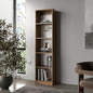 Natural Oak and White 5-Shelf Bookcase with Open Storage