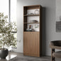 Natural Oak and White 2-Door Bookcase with Open Storage