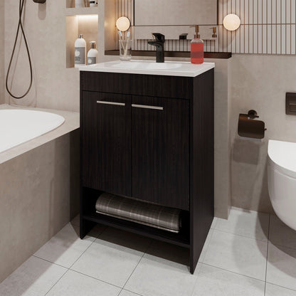 Wengue 2-Door Bathroom Vanity with Open Storage