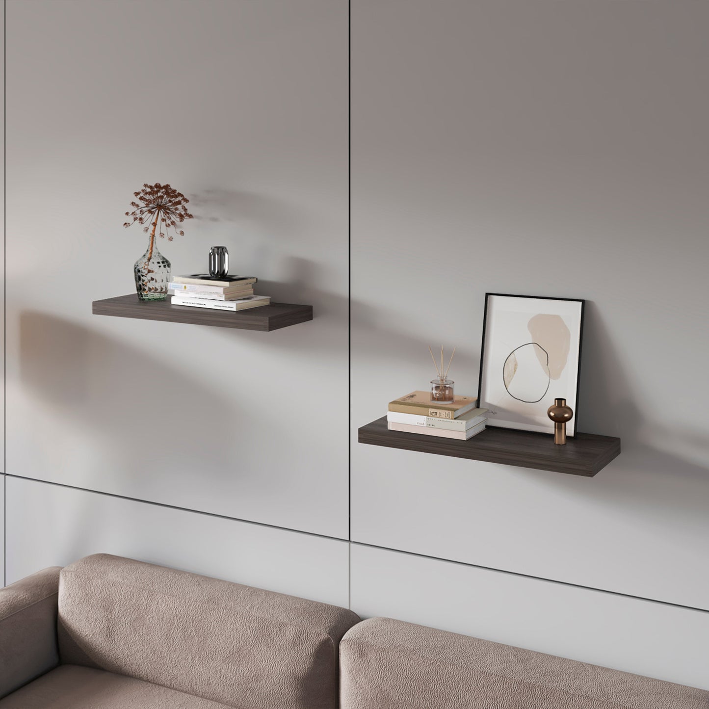 Oak Floating Shelf - 31.5" Horizontal Display for Living Room
