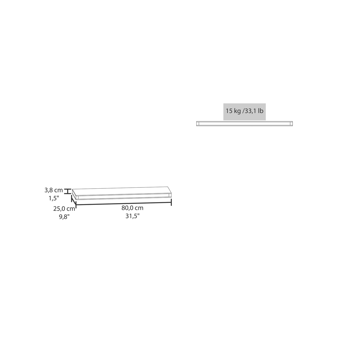 Oak Floating Shelf - 31.5" Horizontal Display for Living Room