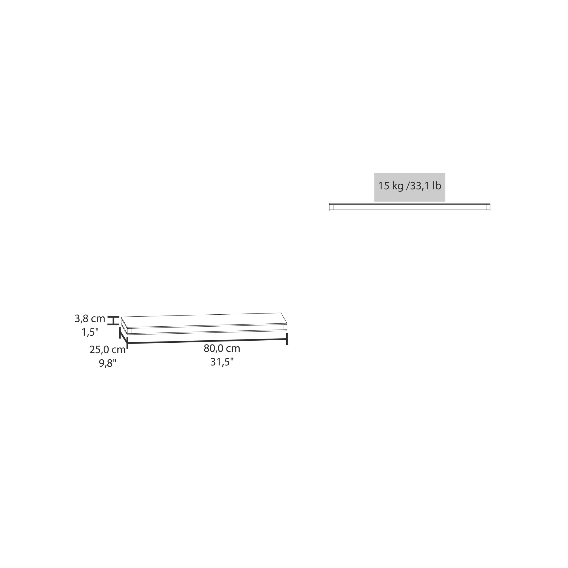 Oak Floating Shelf - 31.5" Horizontal Display for Living Room