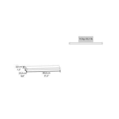 Oak Floating Shelf - 31.5" Horizontal Display for Living Room